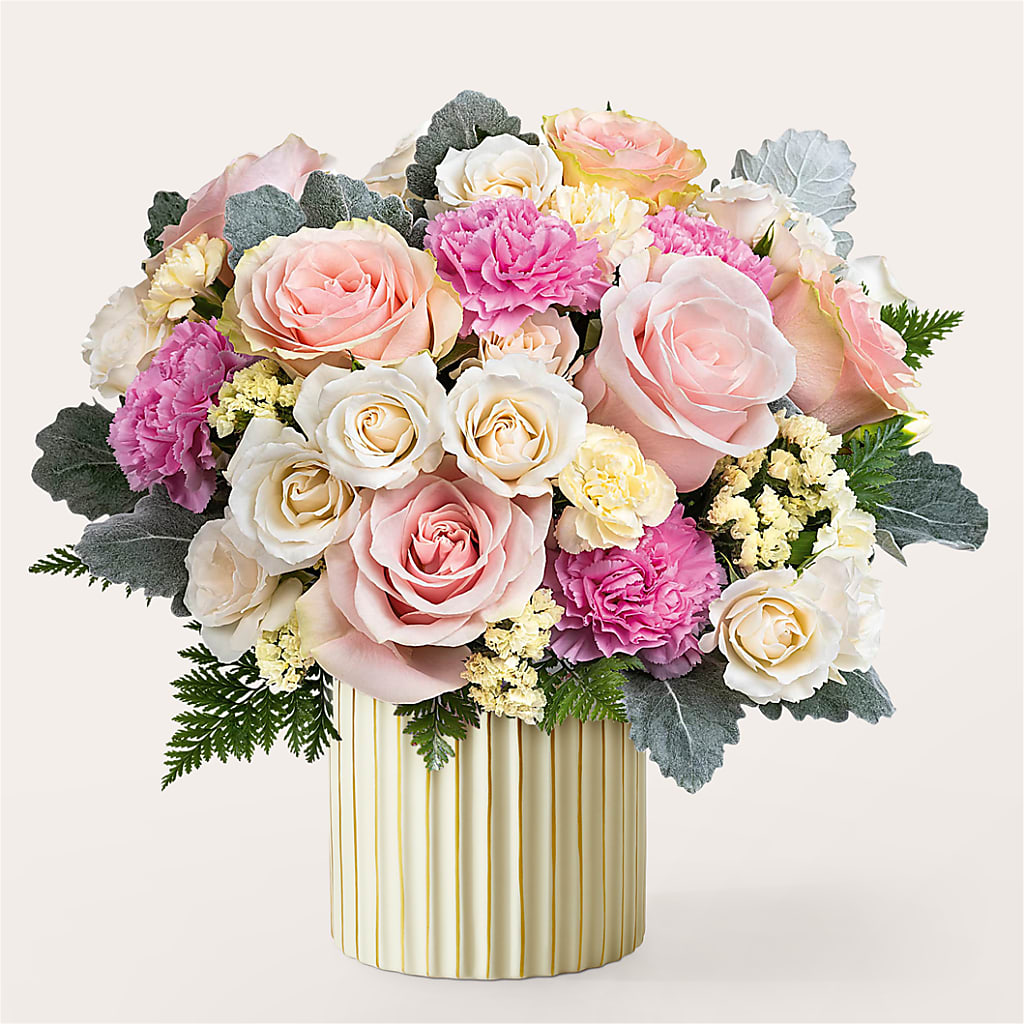 Blissful Moments Bouquet with Ivory Vase – Flowers Y Detallitos Analy, Durham NC