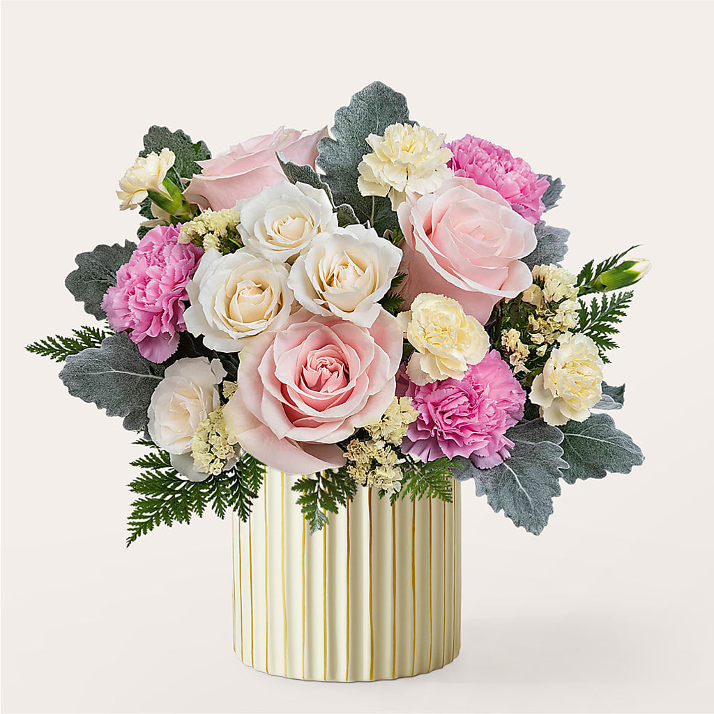 Blissful Moments Bouquet with Ivory Vase – Flowers Y Detallitos Analy, Durham NC