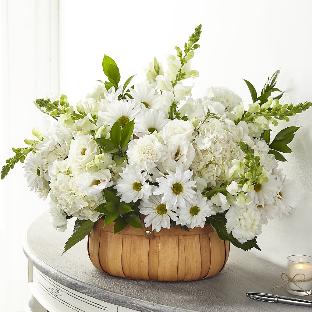 Pure Ivory Basket – Flowers Y Detallitos Analy, Durham NC