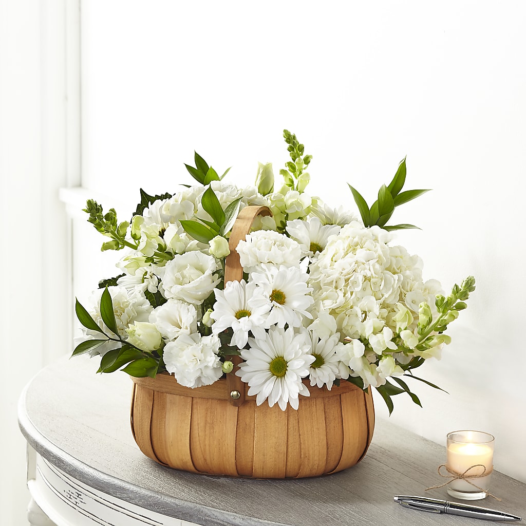 Pure Ivory Basket – Flowers Y Detallitos Analy, Durham NC