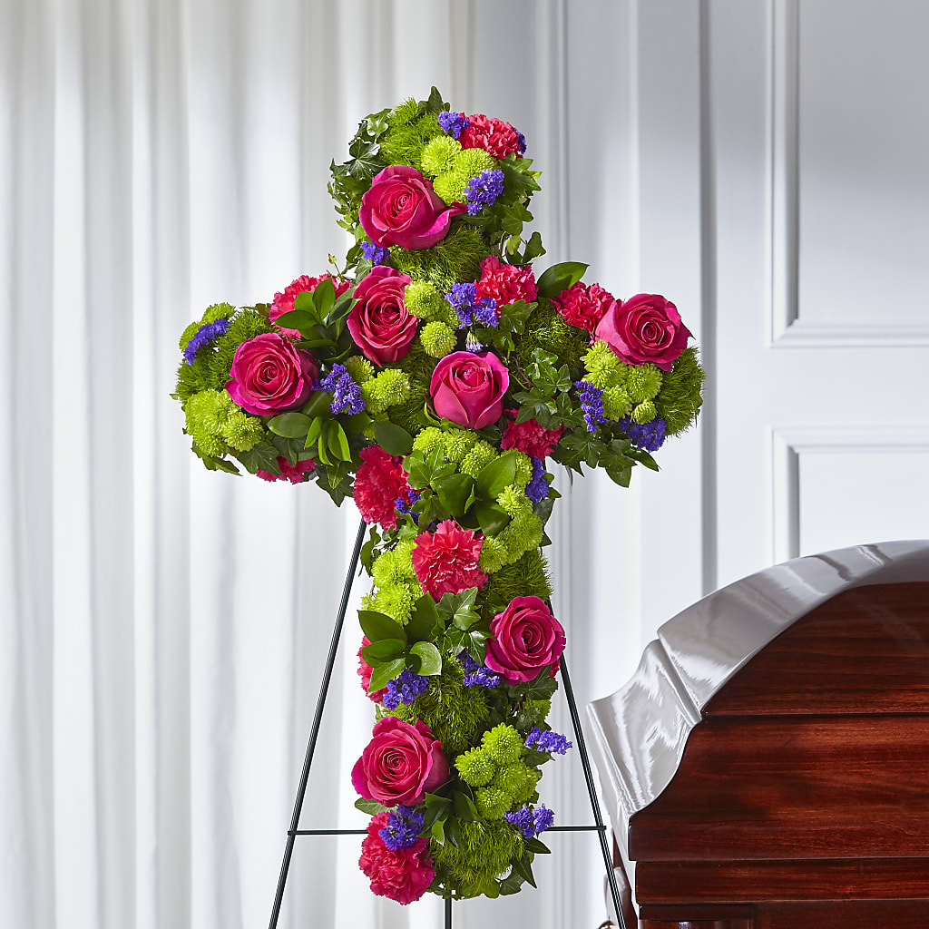 Tribute Rose Floral Cross – Flowers Y Detallitos Analy, Durham NC