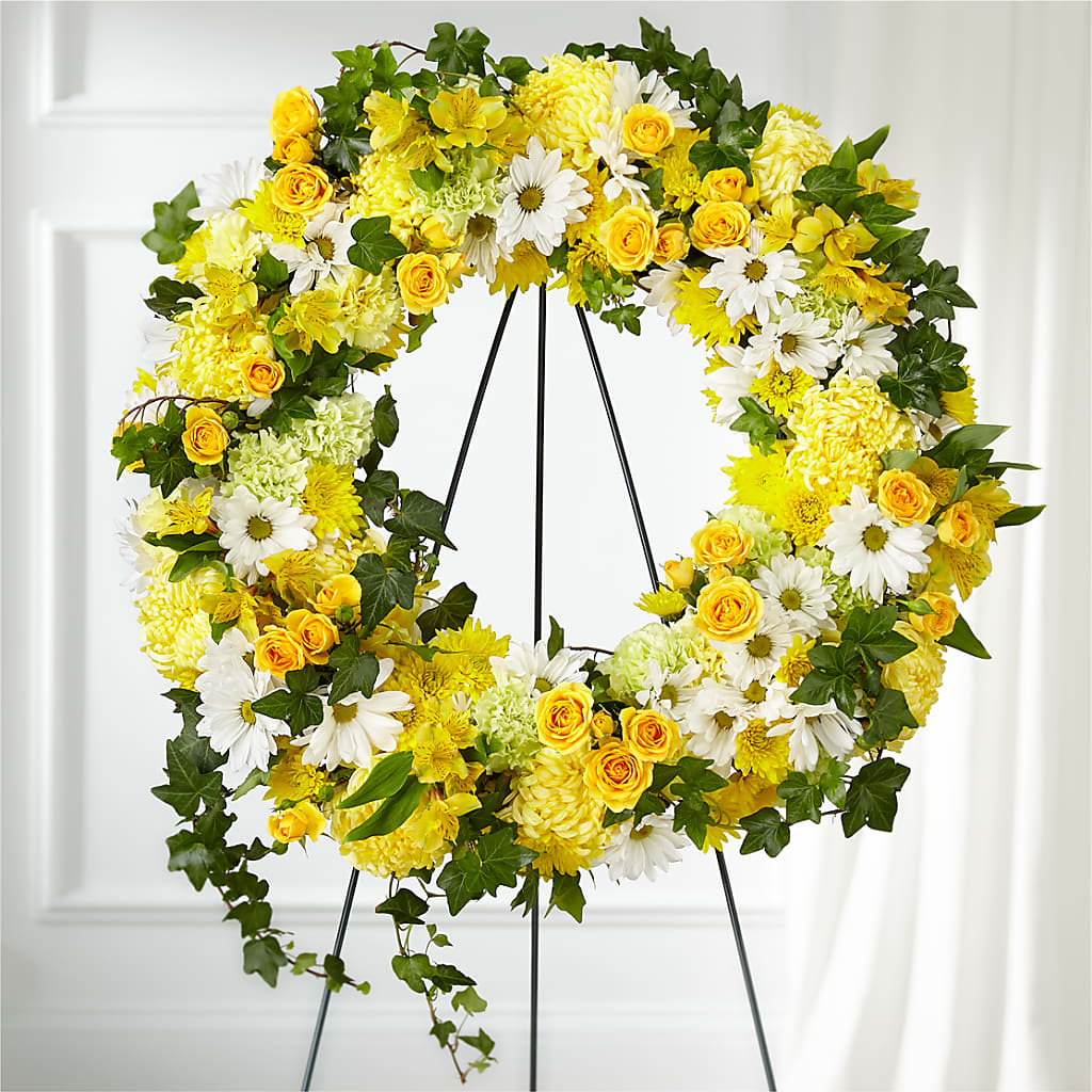 Golden Remembrance Wreath – Flowers Y Detallitos Analy, Durham NC