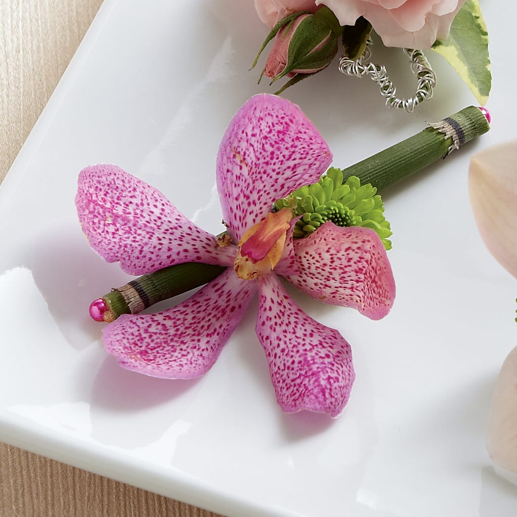 Pink Mokara Boutonniere – Flowers Y Detallitos Analy, Durham NC
