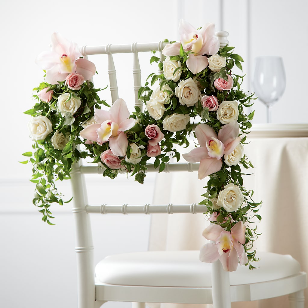 Orchid Rose Chair Décor – Flowers Y Detallitos Analy, Durham NC
