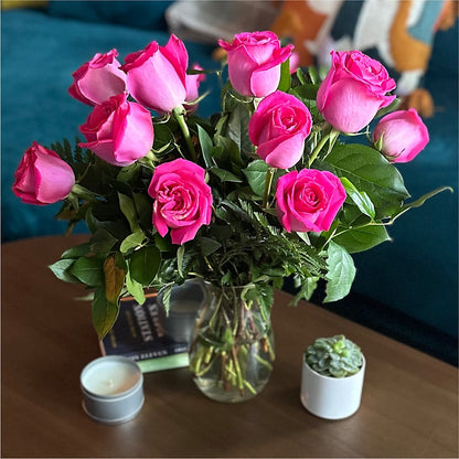 Long Stem Pink Rose Bouquet –  Flowers Y Detallitos Analy, Durham NC